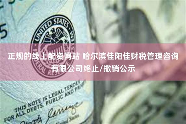 正规的线上配资网站 哈尔滨佳阳佳财税管理咨询有限公司终止/撤销公示