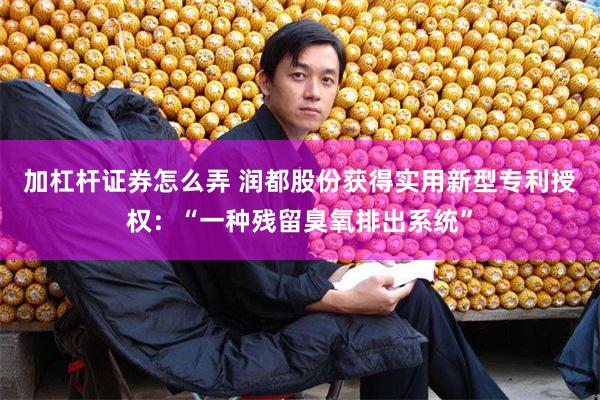 加杠杆证券怎么弄 润都股份获得实用新型专利授权：“一种残留臭氧排出系统”