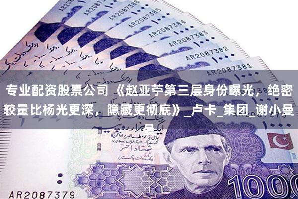 专业配资股票公司 《赵亚苧第三层身份曝光，绝密较量比杨光更深，隐藏更彻底》_卢卡_集团_谢小曼